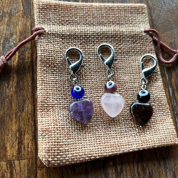 Crystal Pet Charms Amethyst Pet Charm Rose Quartz Pet Charm Evil Eye Pet Charms - Picture 2 of 3
